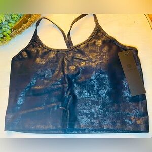 ✨NWT Metallic Black Athletic Racerback Padded Bra Top